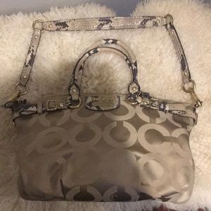 Coach purse with faux snakeskin detail